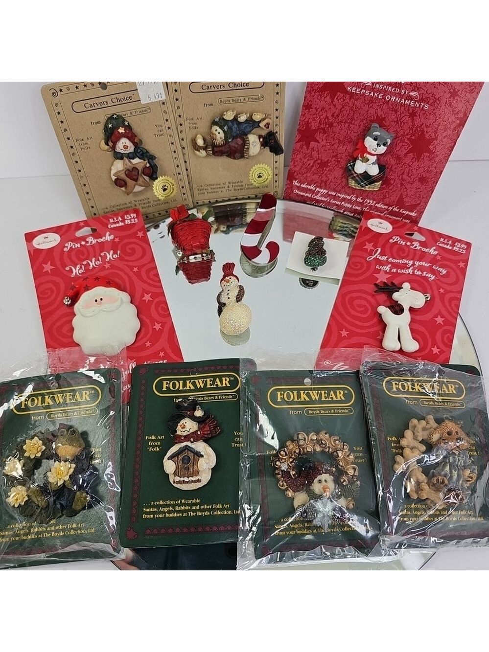 Christmas Brooch Pin Collection Set Of 13 Brooches Folkwear Hallmakmark Etc